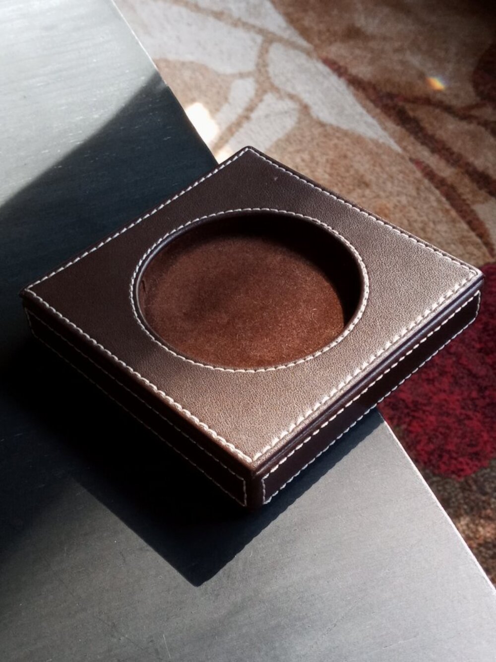 🔥Rare Henri Bendel Brown Leather Candle Holder & Luxury Desk Coaster Base🔥 - Picture 4 of 13